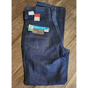 Vintage 70s JC Penney Jeans Boys 23x23 1/2 Blue Flared Western Super Denim New